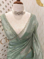 Organza with small mango cut beads and stone design - Image 2