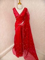 Organza with small mango cut beads and stone design - Image 57