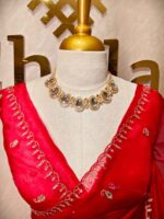 Organza with small mango cut beads and stone design - Image 56