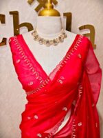 Organza with small mango cut beads and stone design - Image 55