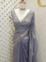 Tissue silk with stone work motif and scalp border - Image 44