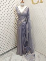Tissue silk with stone work motif and scalp border - Image 43