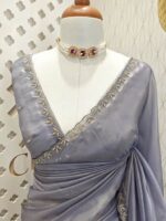 Tissue silk with stone work motif and scalp border - Image 42