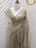 Tissue silk with stone work motif and scalp border - Image 38