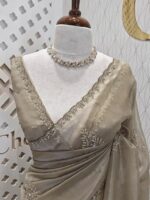 Tissue silk with stone work motif and scalp border - Image 36