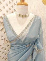 Tissue silk with stone work motif and scalp border - Image 26