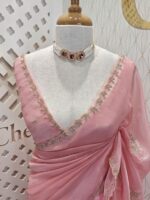 Tissue silk with stone work motif and scalp border - Image 19