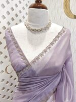 Tissue silk with stone work motif and scalp border - Image 34