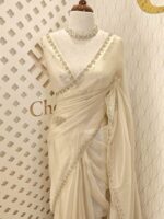 Tissue silk with stone work motif and scalp border - Image 7