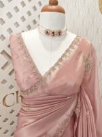 Tissue silk with stone work motif and scalp border - Image 5