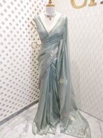 Tissue silk with stone work motif and scalp border - Image 3