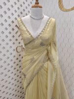 Tissue silk with stone work motif and scalp border - Image 41