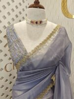 Tissue silk with golden cut beads zigzag - Image 17
