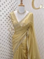 Tissue silk with golden cut beads zigzag - Image 16