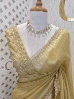 Tissue silk with golden cut beads zigzag - Image 23
