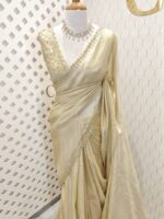 Tissue silk with golden cut beads zigzag - Image 22