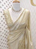 Tissue silk with golden cut beads zigzag - Image 21