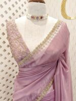 Tissue silk with golden cut beads zigzag - Image 15