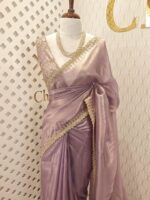 Tissue silk with golden cut beads zigzag - Image 10