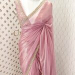 Tissue silk with golden cut beads zigzag