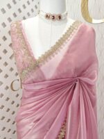 Tissue silk with golden cut beads zigzag - Image 2