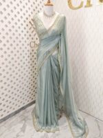 Tissue silk with golden cut beads zigzag - Image 6