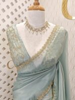 Tissue silk with golden cut beads zigzag - Image 4