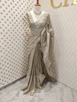 Tissue silk with half flower work in box pattern - Image 8