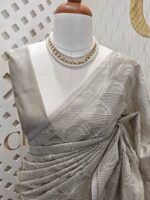 Tissue silk with half flower work in box pattern - Image 7