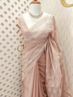 Tissue silk with half flower work in box pattern