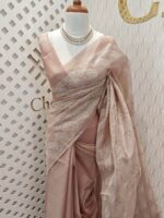 Tissue silk with half flower work in box pattern - Image 5