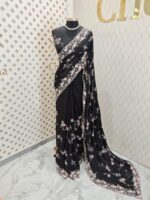 Crepe georgette with sugar beads and sequance floral design - Image 3
