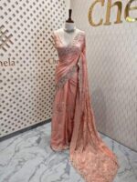 Crepe georgette with sugar beads and sequance floral design - Image 8