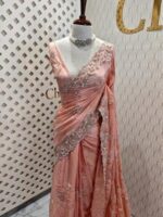 Crepe georgette with sugar beads and sequance floral design - Image 9