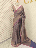 Soft katan with lotus like flower buttas and veiny design - Image 17