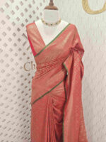Soft katan with lotus like flower buttas and veiny design - Image 15