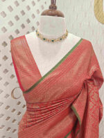 Soft katan with lotus like flower buttas and veiny design - Image 16