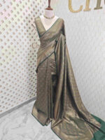Soft katan with lotus like flower buttas and veiny design - Image 12