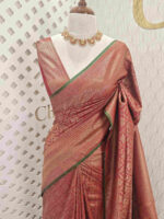 Soft katan with lotus like flower buttas and veiny design - Image 9