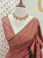 Soft katan with lotus like flower buttas and veiny design - Image 10