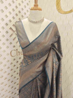 Soft katan with lotus like flower buttas and veiny design