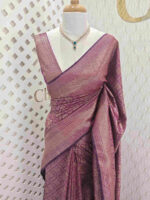 Soft katan with lotus like flower buttas and veiny design - Image 21