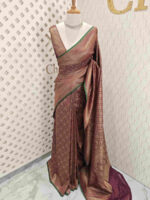 Soft katan with lotus like flower buttas and veiny design - Image 7