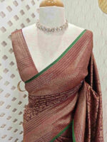 Soft katan with lotus like flower buttas and veiny design - Image 5