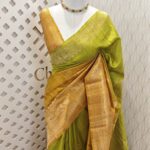 Tussar banarasi double shade with double boarder -sea green + sea blue