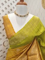 Tussar banarasi double shade with double boarder -sea green + sea blue - Image 2