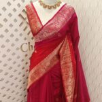 Tussar Banarasi double shade with spiar shape buttas