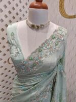Crepe georgette with sugar beads and sequance floral design - Image 10