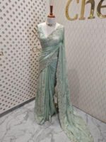 Crepe georgette with sugar beads and sequance floral design - Image 11