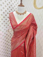Soft katan with floral bouquet design and double border - Image 20